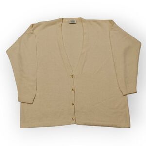 St. John Cream Cardigan Sweater V-Neck Long Sleeve Sz XL